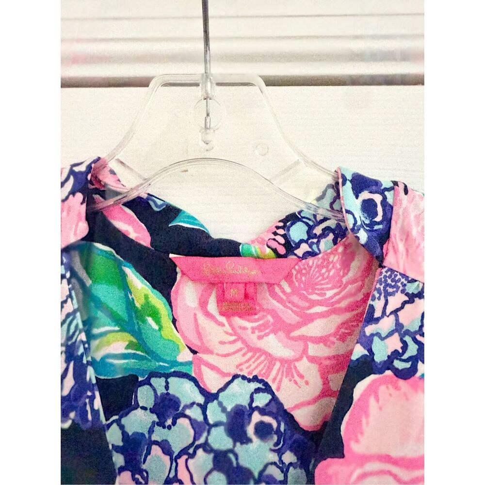 Lilly Pulitzer Navy Hey Hey‎ Bouquet Floral Martinique Tiered Maxi Dress M - Picture 3 of 8